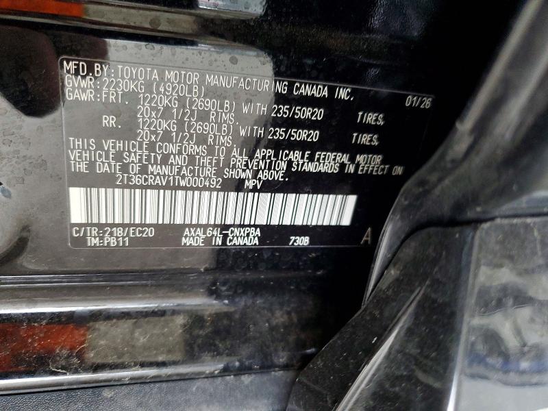 Продаж на аукціоні авто 2026 Toyota Rav4, vin: 2T36CRAV1TW000492, номер лоту: 52921066