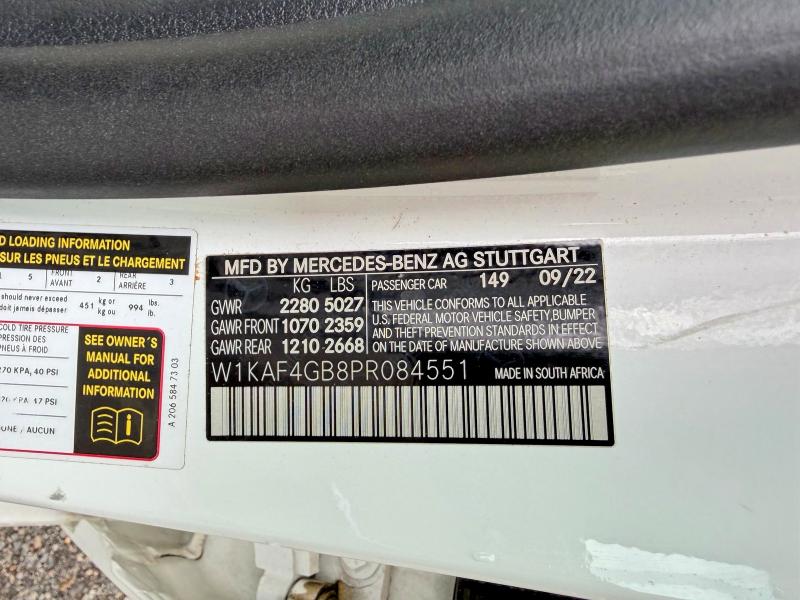 Продаж на аукціоні авто 2023 Mercedes-benz C, vin: W1KAF4GB8PR084551, номер лоту: 52600116