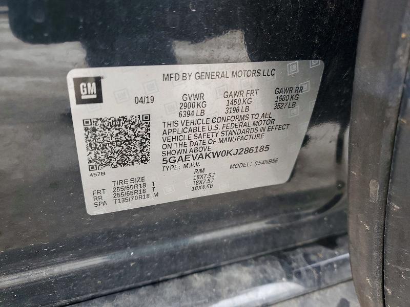 54225486 :رقم المزاد ، 5GAEVAKW0KJ286185 vin ، 2019 Buick Enclave مزاد بيع