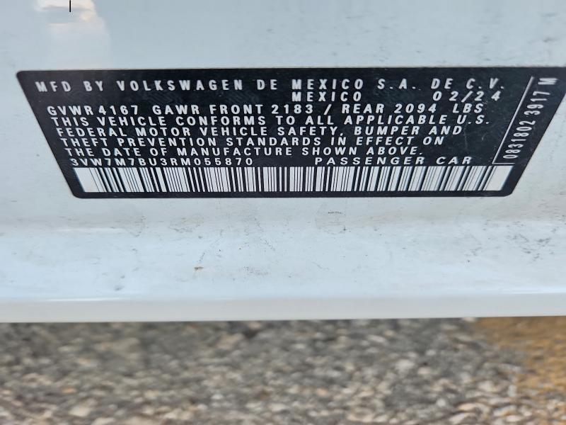 50772966 :رقم المزاد ، 3VW7M7BU3RM055870 vin ، 2024 Volkswagen Jetta مزاد بيع