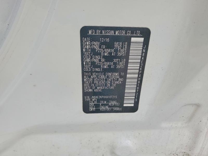 Продаж на аукціоні авто 2017 Nissan Quest, vin: JN8AE2KPXH9167215, номер лоту: 55380016