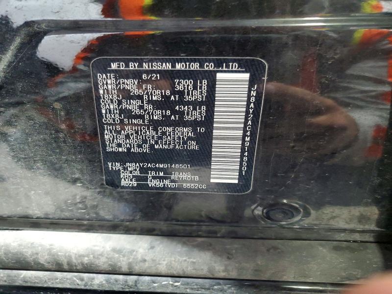 Aukcja sprzedaży 2021 Nissan Armada, vin: JN8AY2AC4M9148501, numer aukcji: 51887656