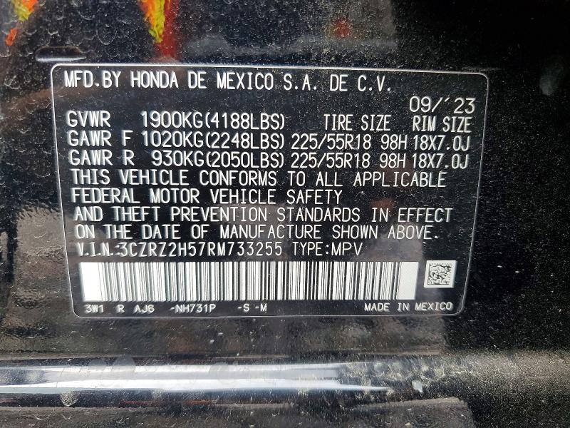 Продаж на аукціоні авто 2024 Honda Hr-v, vin: 3CZRZ2H57RM733255, номер лоту: 51788616
