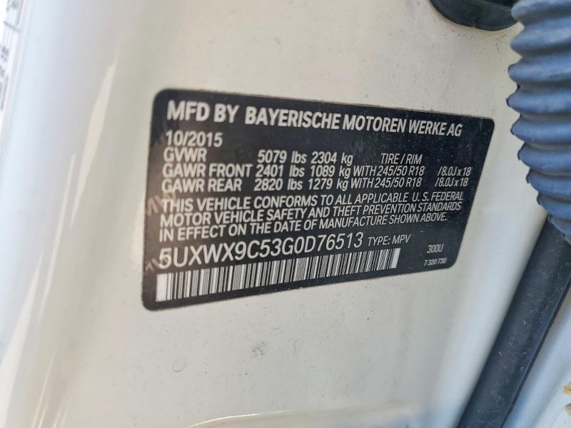 55044926 :رقم المزاد ، 5UXWX9C53G0D76513 vin ، 2016 Bmw X3 مزاد بيع