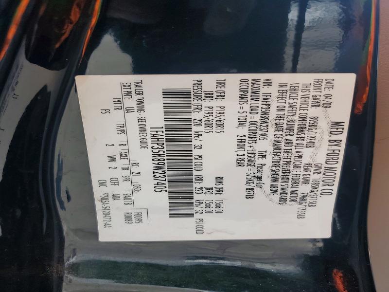 Aukcja sprzedaży 2009 Ford Focus, vin: 1FAHP35N89W237405, numer aukcji: 54137736