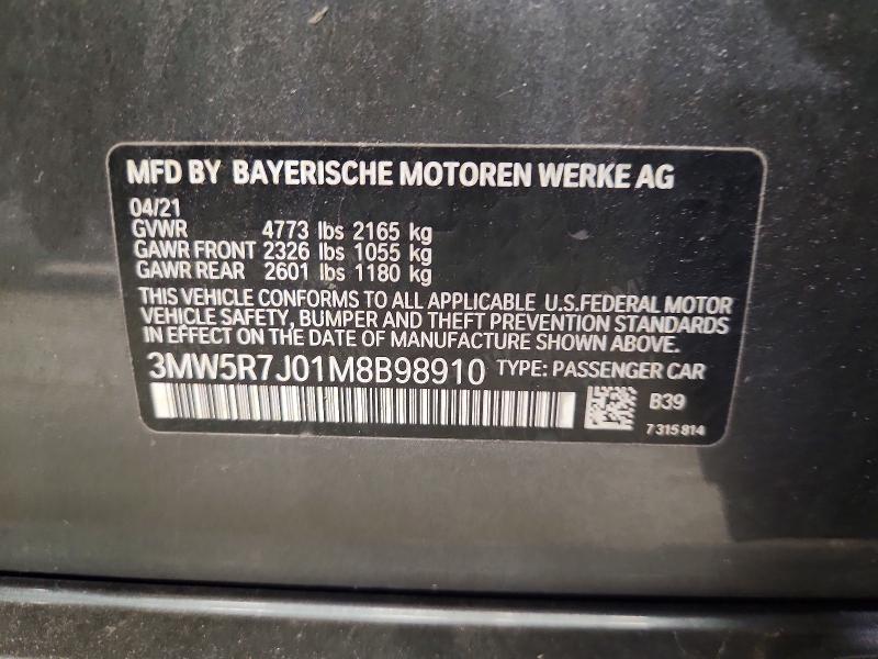 Продажа на аукционе авто 2021 Bmw 330xi, vin: 3MW5R7J01M8B98910, номер лота: 52937726
