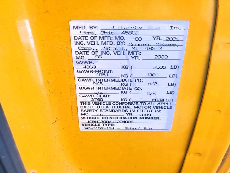 2001 Chevrolet Express G3500 მანქანა იყიდება აუქციონზე, vin: 1GBHG39RX11204998, აუქციონის ნომერი: 54720086