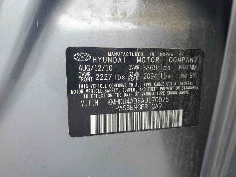 2010 Hyundai Elantra მანქანა იყიდება აუქციონზე, vin: KMHDU4AD6AU170075, აუქციონის ნომერი: 55249396