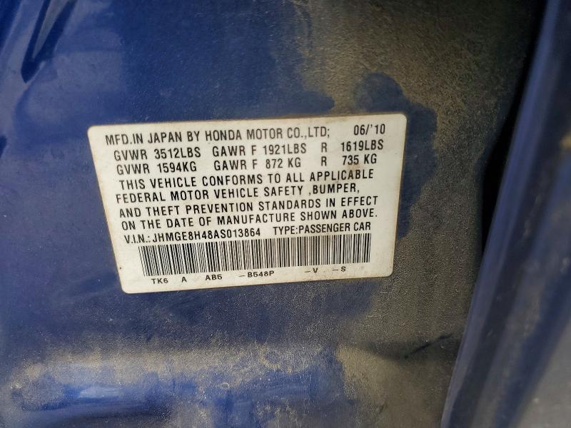 Продажа на аукционе авто 2010 Honda Fit, vin: JHMGE8H48AS013864, номер лота: 54886046