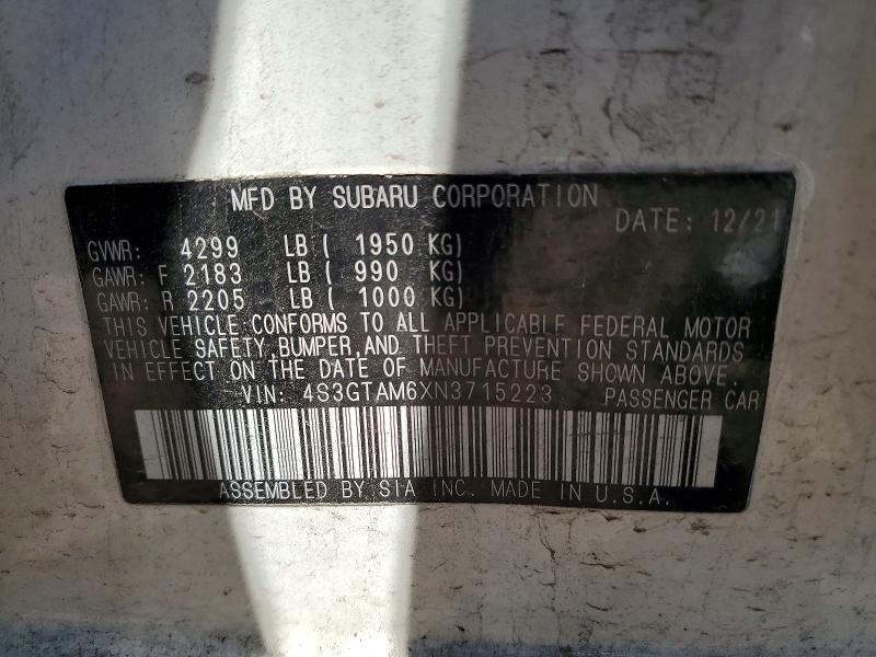 Продажа на аукционе авто 2022 Subaru Impreza, vin: 4S3GTAM6XN3715223, номер лота: 53428896