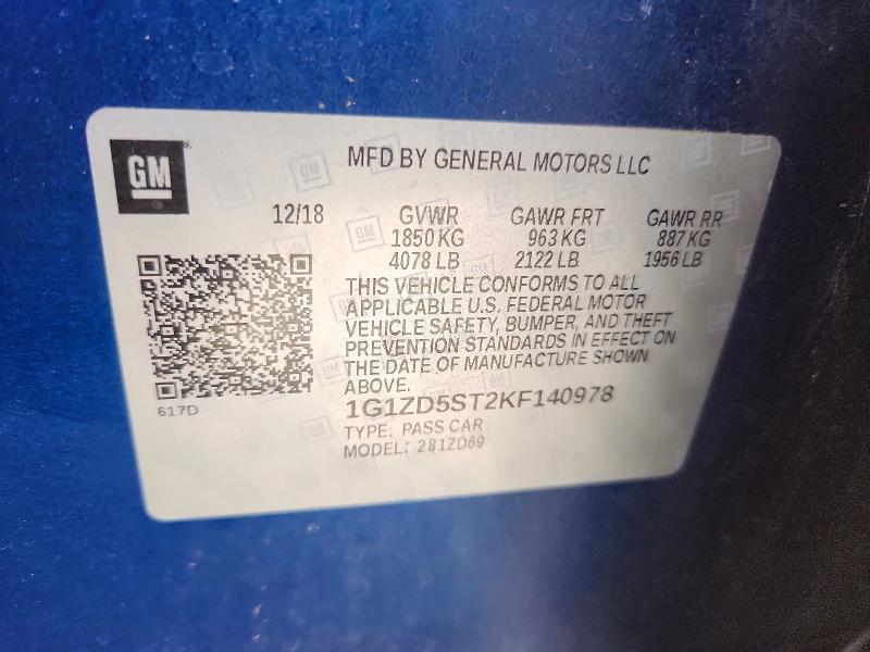 Aukcja sprzedaży 2019 Chevrolet Malibu, vin: 1G1ZD5ST2KF140978, numer aukcji: 54877376