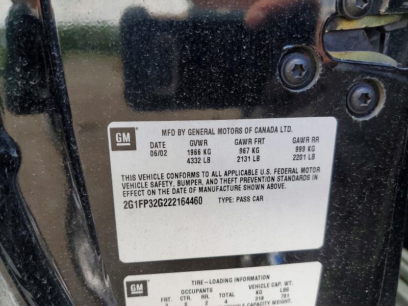 2002 Chevrolet Camaro მანქანა იყიდება აუქციონზე, vin: 2G1FP32G222164460, აუქციონის ნომერი: 55423356