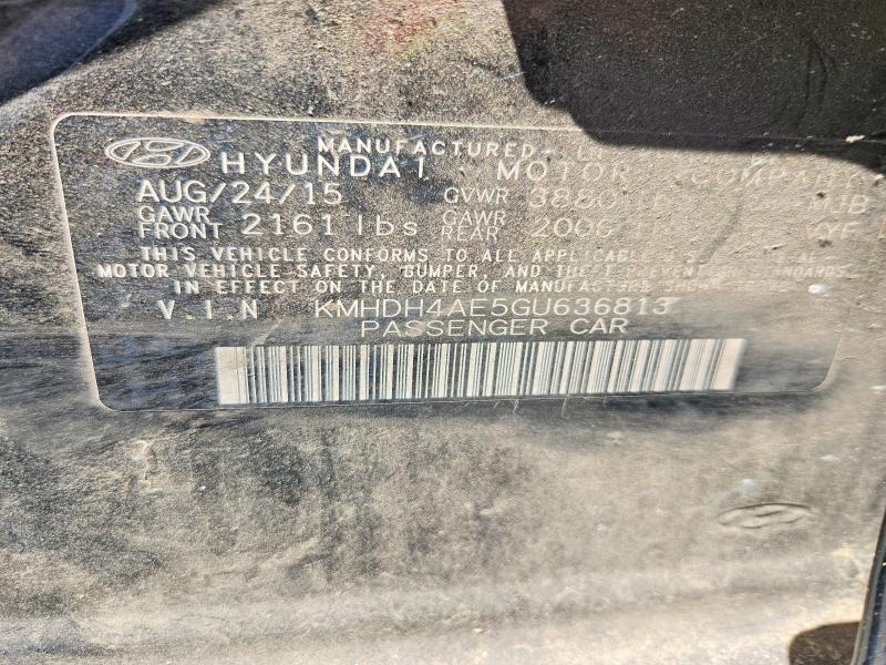 2016 Hyundai Elantra მანქანა იყიდება აუქციონზე, vin: KMHDH4AE5GU636813, აუქციონის ნომერი: 53631406