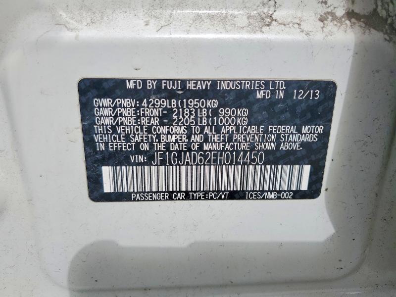 52888526 :رقم المزاد ، JF1GJAD62EH014450 vin ، 2014 Subaru Impreza مزاد بيع