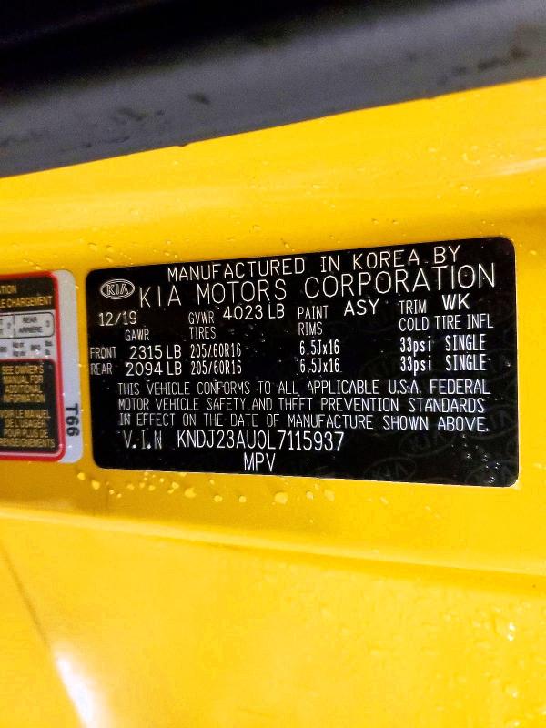 Aukcja sprzedaży 2020 Kia Soul, vin: KNDJ23AU0L7115937, numer aukcji: 54619746