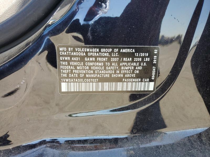 2020 Volkswagen Passat მანქანა იყიდება აუქციონზე, vin: 1VWSA7A3XLC007027, აუქციონის ნომერი: 54542016