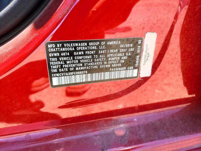 54963036 :رقم المزاد ، 1VWCV7A38FC088378 vin ، 2015 Volkswagen Passat مزاد بيع