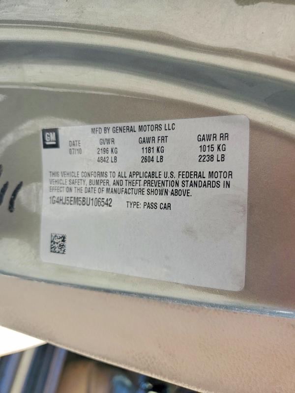 Продаж на аукціоні авто 2011 Buick Lucerne, vin: 1G4HJ5EM5BU106542, номер лоту: 52944646