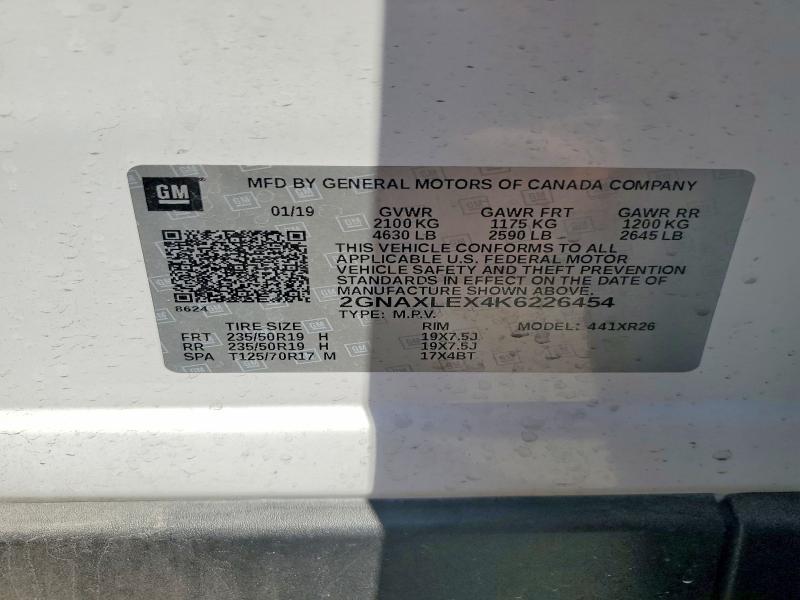Продажа на аукционе авто 2019 Chevrolet Equinox, vin: 2GNAXLEX4K6226454, номер лота: 53061296