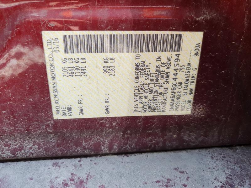 53772396 :رقم المزاد ، 1N4AA6AP6GC444594 vin ، 2016 Nissan Maxima مزاد بيع