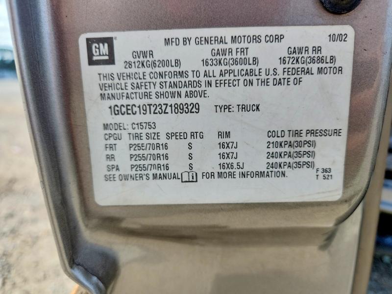 52695106 :رقم المزاد ، 1GCEC19T23Z189329 vin ، 2003 Chevrolet Silverado مزاد بيع