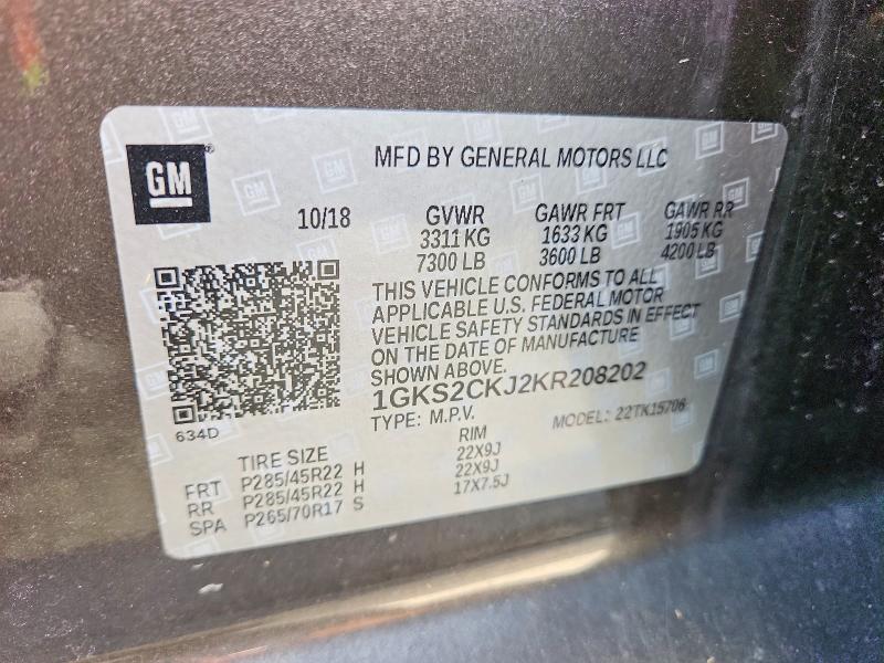 Продажа на аукционе авто 2019 Gmc Yukon, vin: 1GKS2CKJ2KR208202, номер лота: 52919786