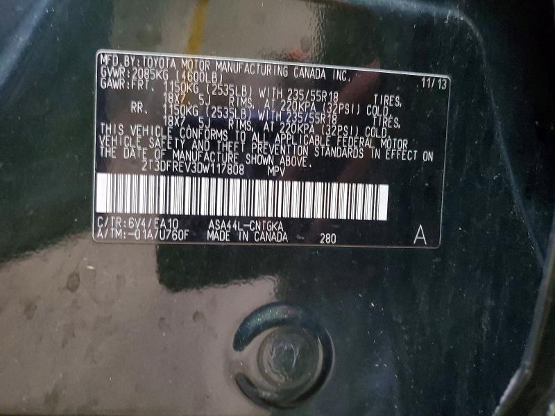 Продаж на аукціоні авто 2013 Toyota Rav4, vin: 2T3DFREV3DW117808, номер лоту: 53354396
