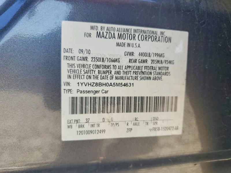 Aukcja sprzedaży 2010 Mazda 6, vin: 1YVHZ8BH0A5M54631, numer aukcji: 53216666