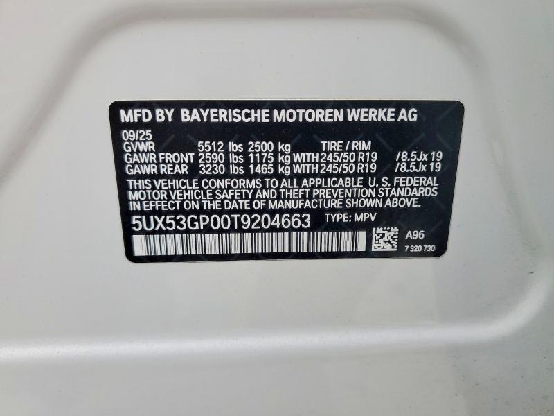 54456036 :رقم المزاد ، 5UX53GP00T9204663 vin ، 2026 Bmw X3 مزاد بيع