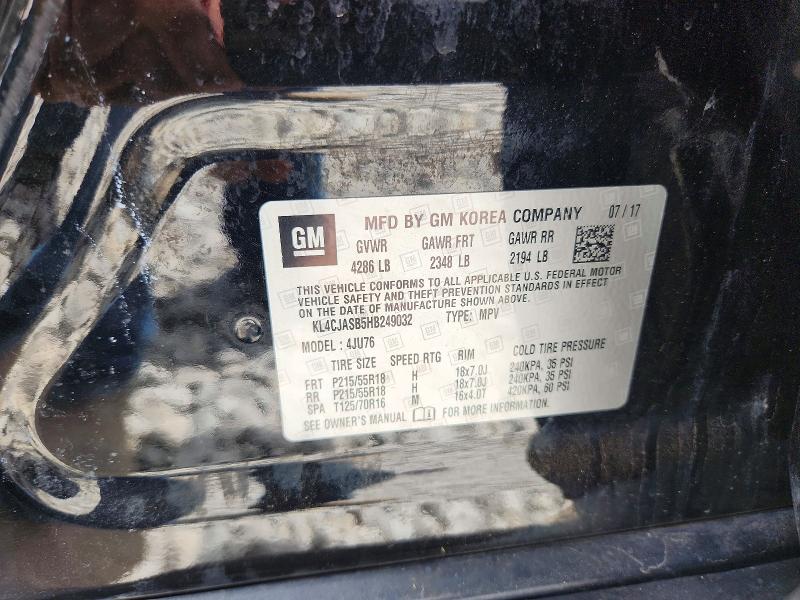 54658546 :رقم المزاد ، KL4CJASB5HB249032 vin ، 2017 Buick Encore مزاد بيع