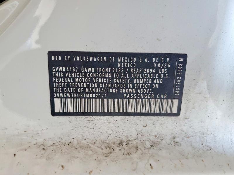 2026 Volkswagen Jetta მანქანა იყიდება აუქციონზე, vin: 3VW5W7BU8TM002171, აუქციონის ნომერი: 55174206