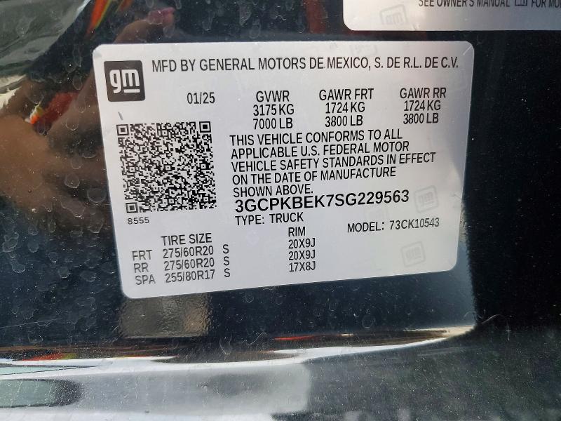Продаж на аукціоні авто 2025 Chevrolet Silverado, vin: 3GCPKBEK7SG229563, номер лоту: 52020576