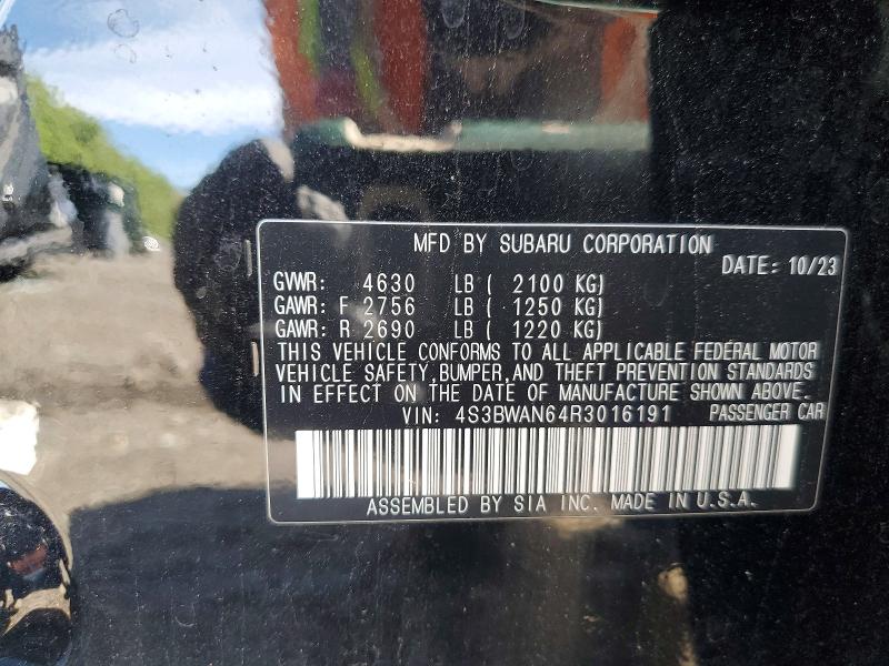 2024 Subaru Legacy მანქანა იყიდება აუქციონზე, vin: 4S3BWAN64R3016191, აუქციონის ნომერი: 54928836