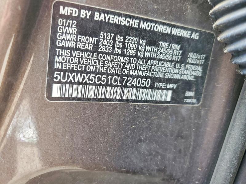 Aukcja sprzedaży 2012 Bmw X3, vin: 5UXWX5C51CL724050, numer aukcji: 54629386