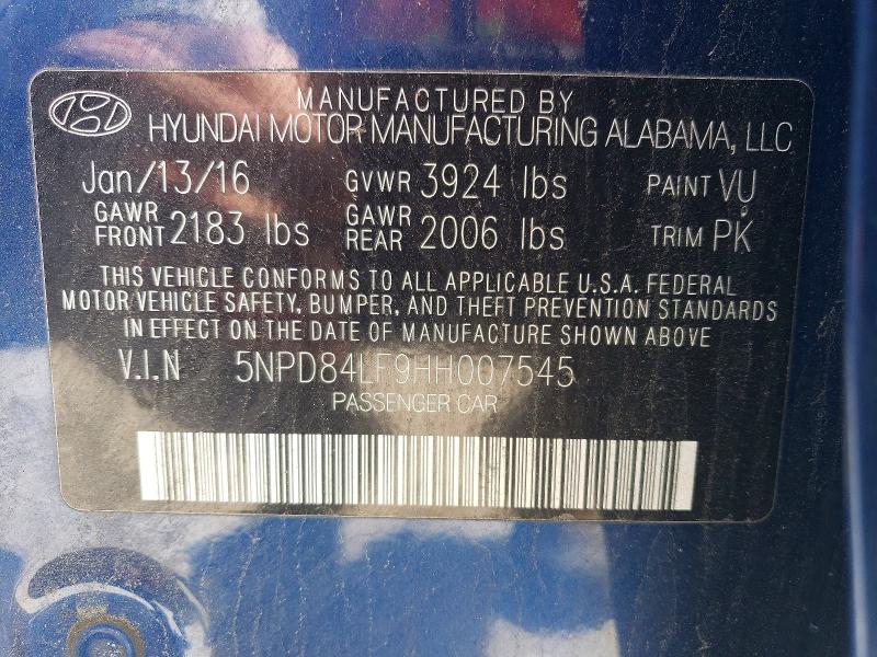 52206936 :رقم المزاد ، 5NPD84LF9HH007545 vin ، 2017 Hyundai Elantra مزاد بيع