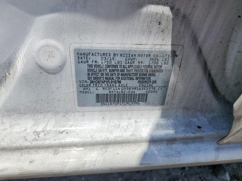 2015 Nissan Versa მანქანა იყიდება აუქციონზე, vin: 3N1CN7AP1FL919796, აუქციონის ნომერი: 54186466