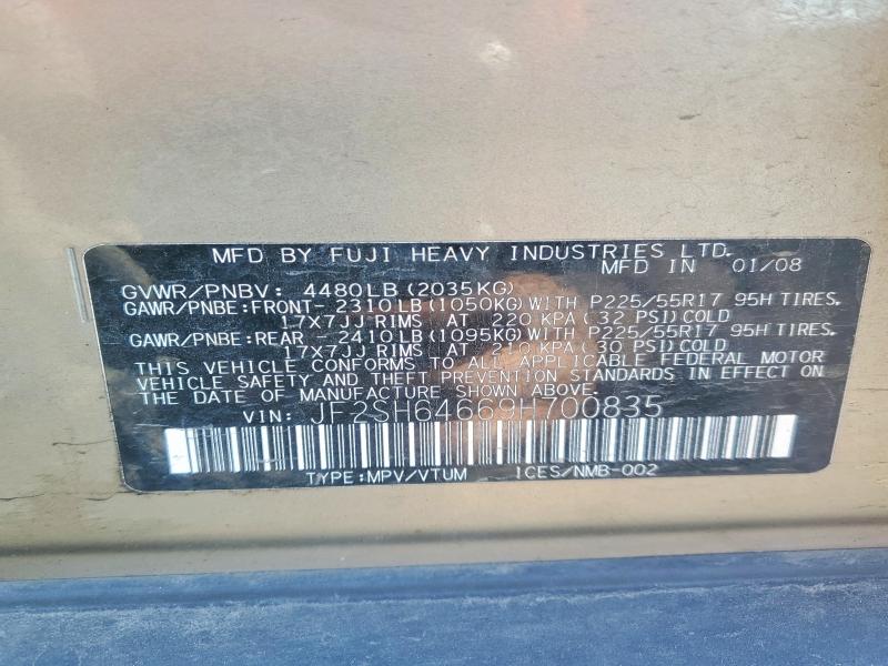 Auction sale of the 2009 Subaru Forester, vin: JF2SH64669H700835, lot number: 51821816