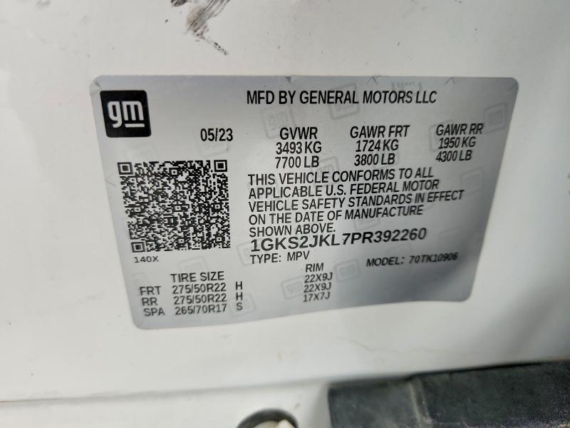Продажа на аукционе авто 2023 Gmc Yukon Xl, vin: 1GKS2JKL7PR392260, номер лота: 52198396