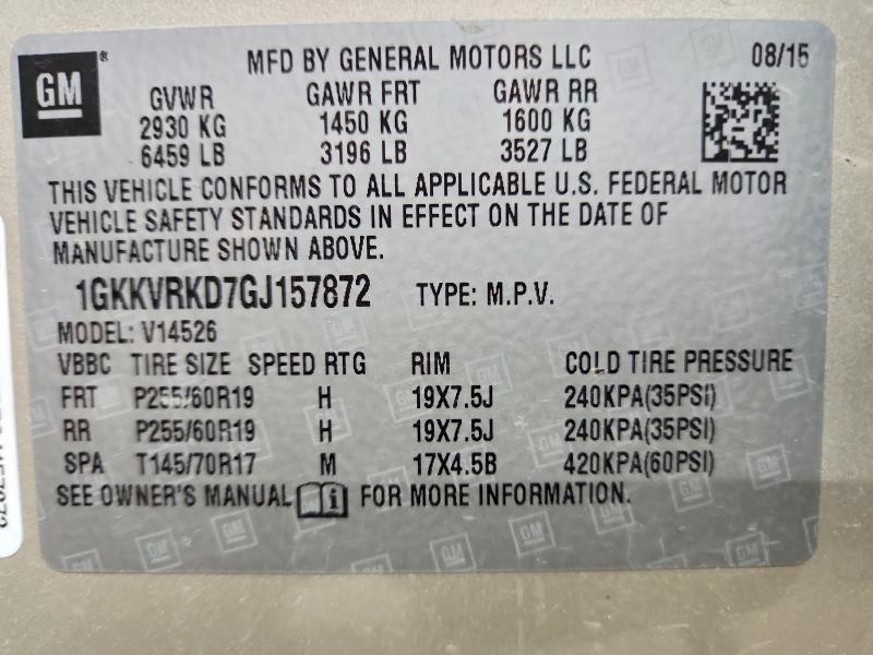 Aukcja sprzedaży 2016 Gmc Acadia, vin: 1GKKVRKD7GJ157872, numer aukcji: 54295816