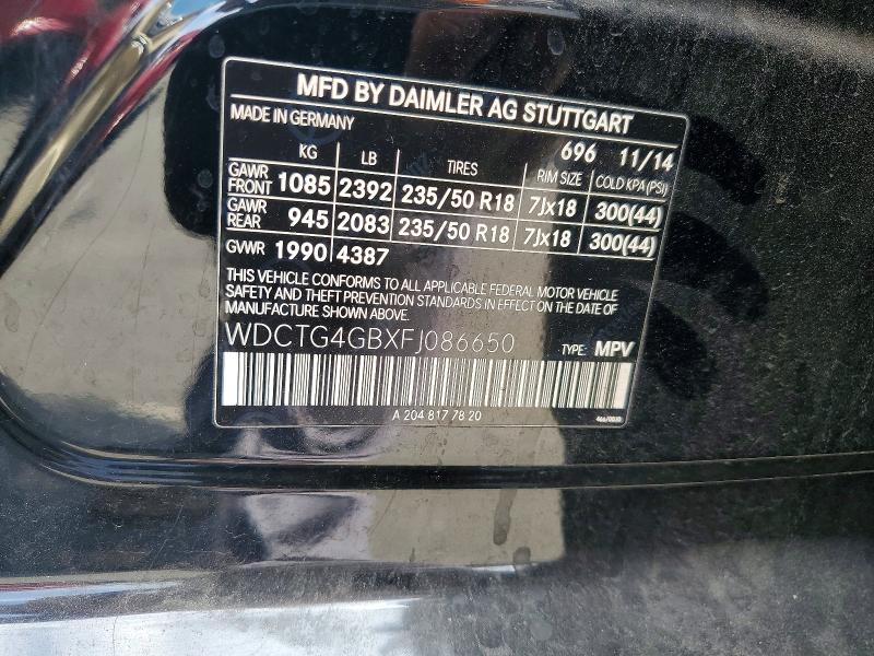 Продажа на аукционе авто 2015 Mercedes-benz Gla, vin: WDCTG4GBXFJ086650, номер лота: 53830636