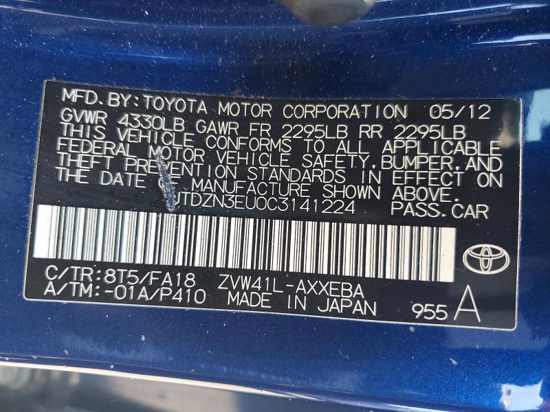 Продаж на аукціоні авто 2012 Toyota Prius V, vin: JTDZN3EU0C3141224, номер лоту: 53930636