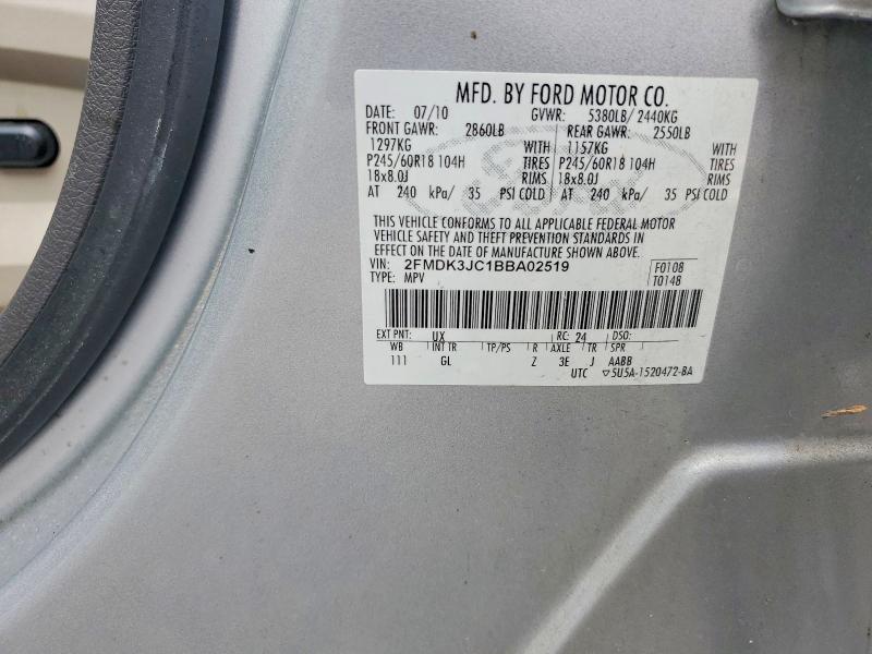 Продаж на аукціоні авто 2011 Ford Edge, vin: 2FMDK3JC1BBA02519, номер лоту: 54844366