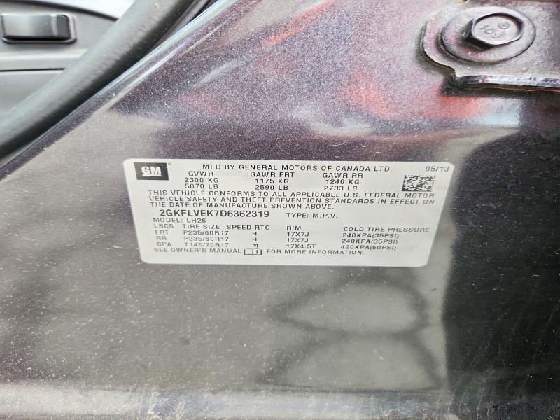 2013 Gmc Terrain მანქანა იყიდება აუქციონზე, vin: 2GKFLVEK7D6362319, აუქციონის ნომერი: 54821096