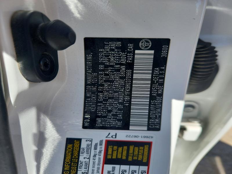Продажа на аукционе авто 2017 Toyota Camry, vin: 4T1BF1FK9HU370966, номер лота: 53805956
