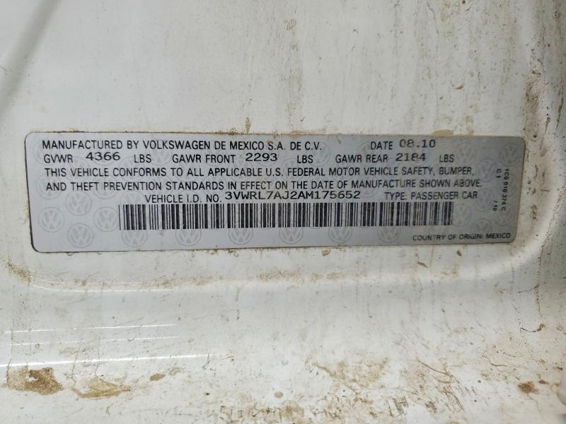 Продажа на аукционе авто 2010 Volkswagen Jetta, vin: 3VWRL7AJ2AM175652, номер лота: 54915596