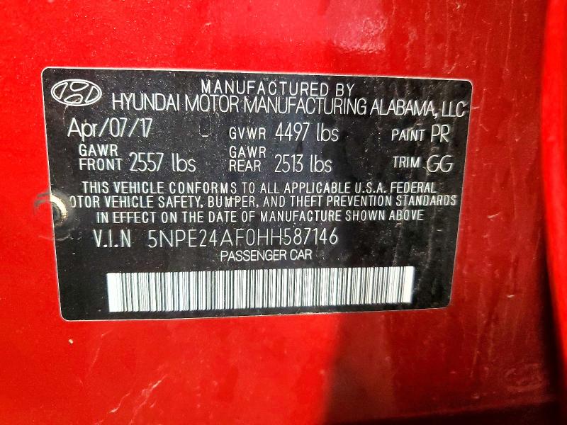 Продажа на аукционе авто 2017 Hyundai Sonata, vin: 5NPE24AF0HH587146, номер лота: 53079876