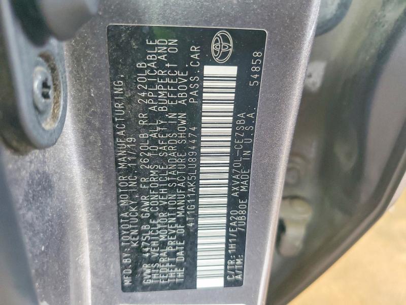 Продаж на аукціоні авто 2020 Toyota Camry, vin: 4T1G11AK5LU894474, номер лоту: 54796696