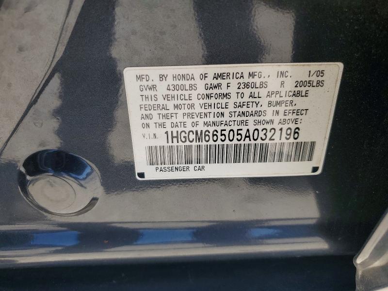 Продажа на аукционе авто 2005 Honda Accord, vin: 1HGCM66505A032196, номер лота: 53887436