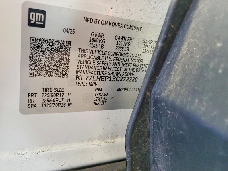 2025 Chevrolet Trax მანქანა იყიდება აუქციონზე, vin: KL77LHEP1SC273330, აუქციონის ნომერი: 54045246