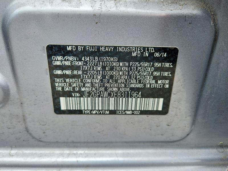 Aukcja sprzedaży 2014 Subaru Xv Crosstrek, vin: JF2GPAWCXE8311964, numer aukcji: 54787706